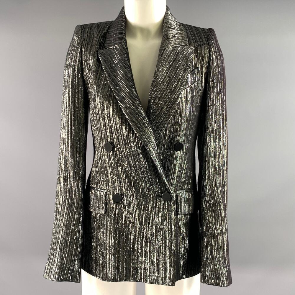 ISABEL MARANT Size 2 Black Silver Viscose Polyester Jacket